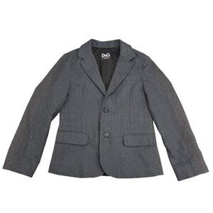 DOLCE & GABBANA Junior Cotton 2 Button Pinstripe Blazer Sz 7/8 Grey